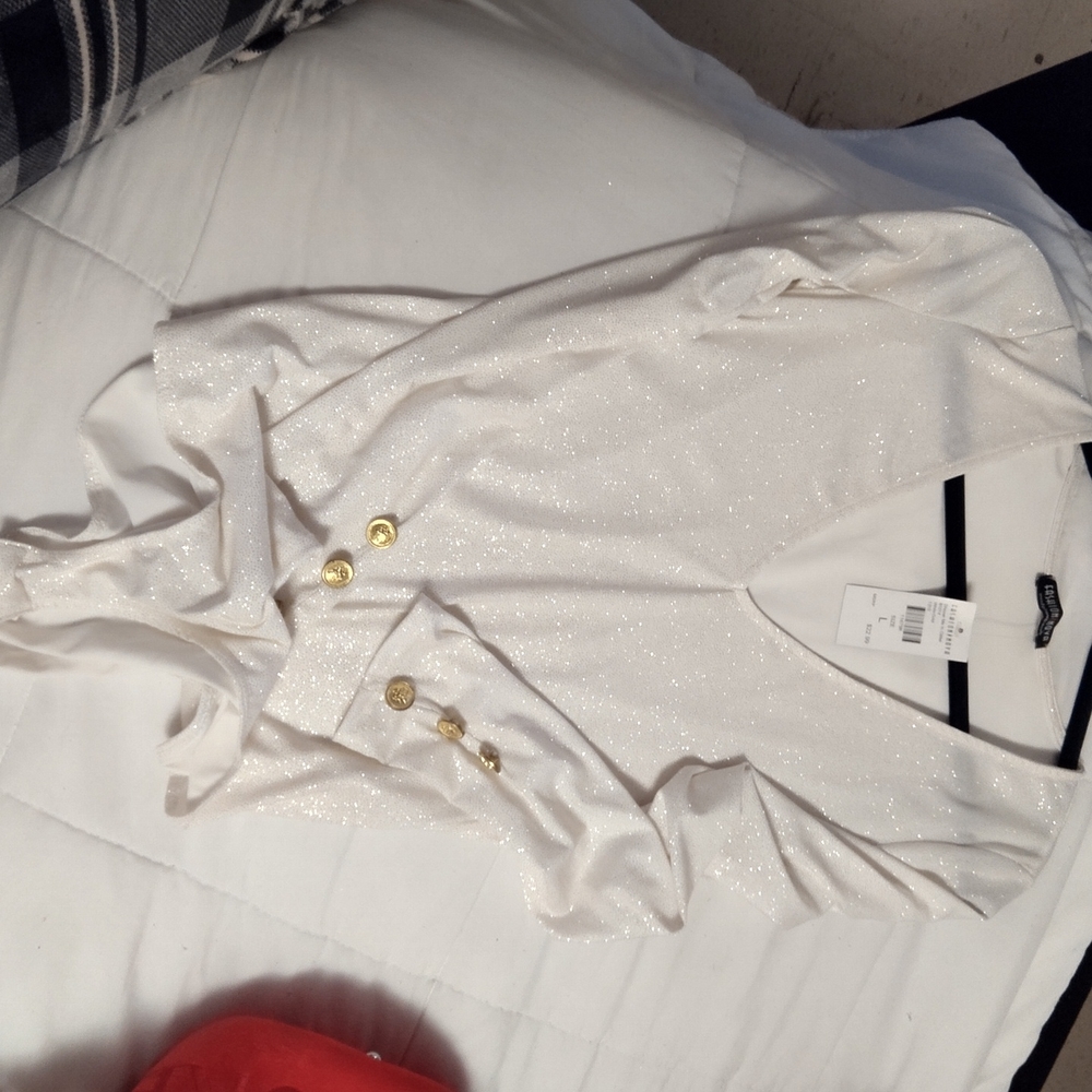 Fashion Nova Cream and Gold Bodysuit